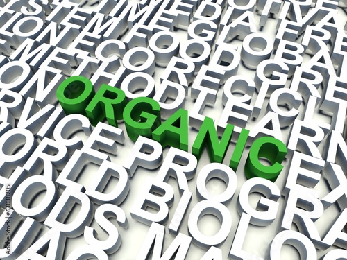 Word organic in green. Keyword concept.