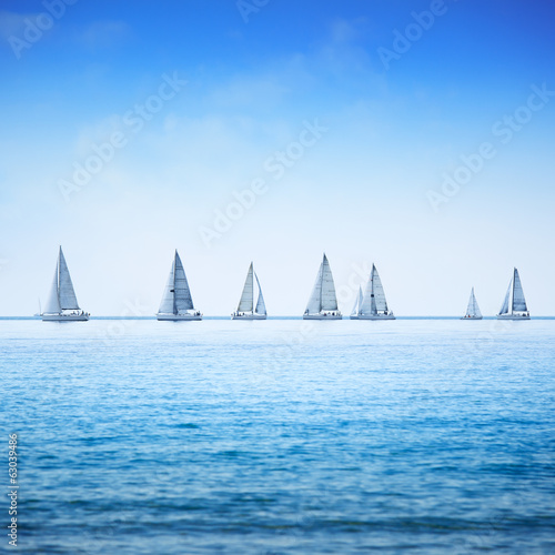 Fototapeta Naklejka Na Ścianę i Meble -  Sailing boat yacht regatta race on sea or ocean water
