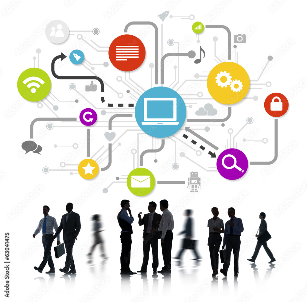 Group Of Business People Working With Computer Network Group Of Business People Working With Computer Network