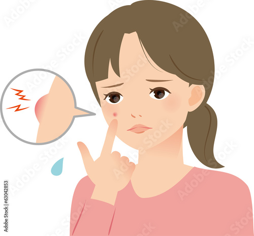 ニキビに悩む若い女性