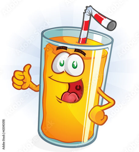 Orange Juice Cartoon Character Thumbs Up
