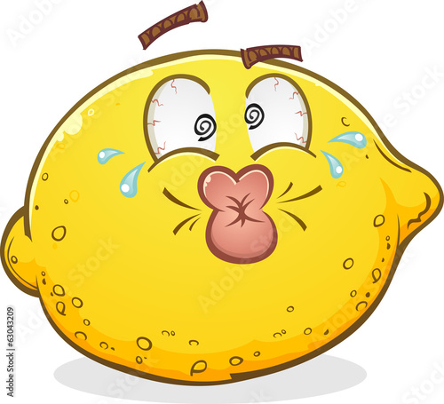Sour Pucker Face Lemon Cartoon Character