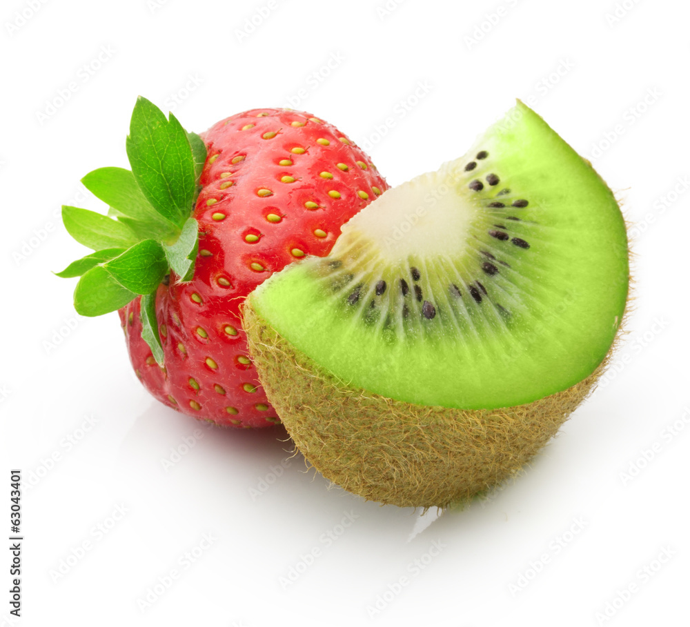 Kiwi fruit and strawberry isolated Kiwi fruit and strawberry isolated