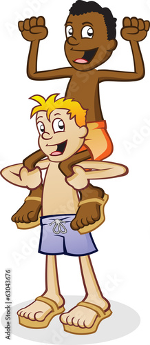 Swim Trunk Kids Cartoon Characters On Shoulders
