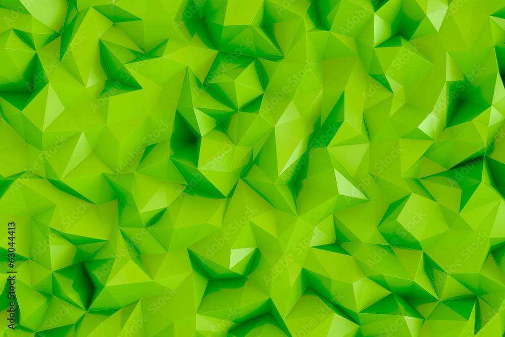 Fototapeta premium Wieloboczne wapno zielone 3d trójkąt geometryczne streszczenie tło