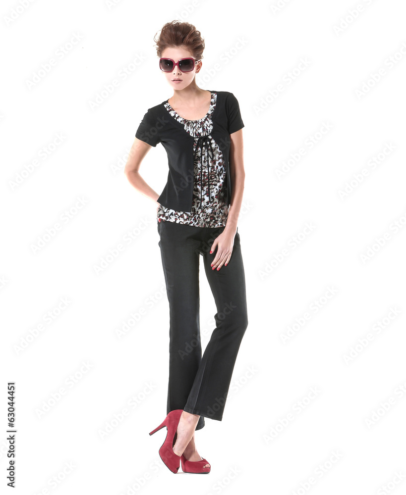 professional model wearing modern sunglasses professional model wearing modern sunglasses