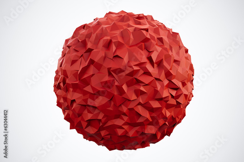 Polygonal Red Sphere isolated on white background