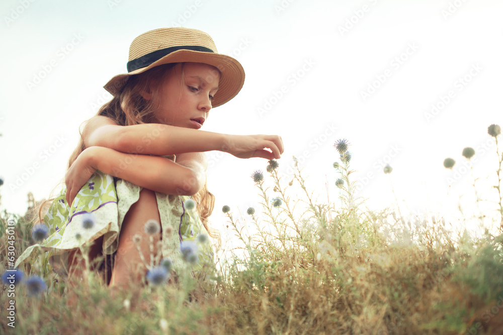 Girl in spring field