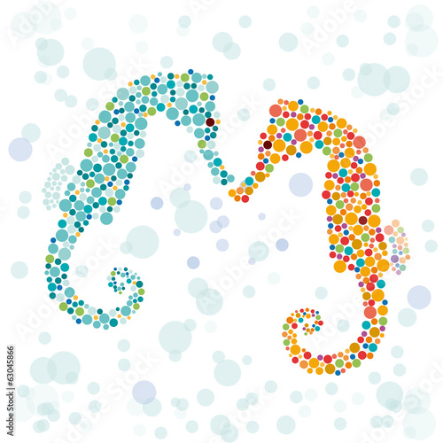 Vector summer and sea background with seahorse