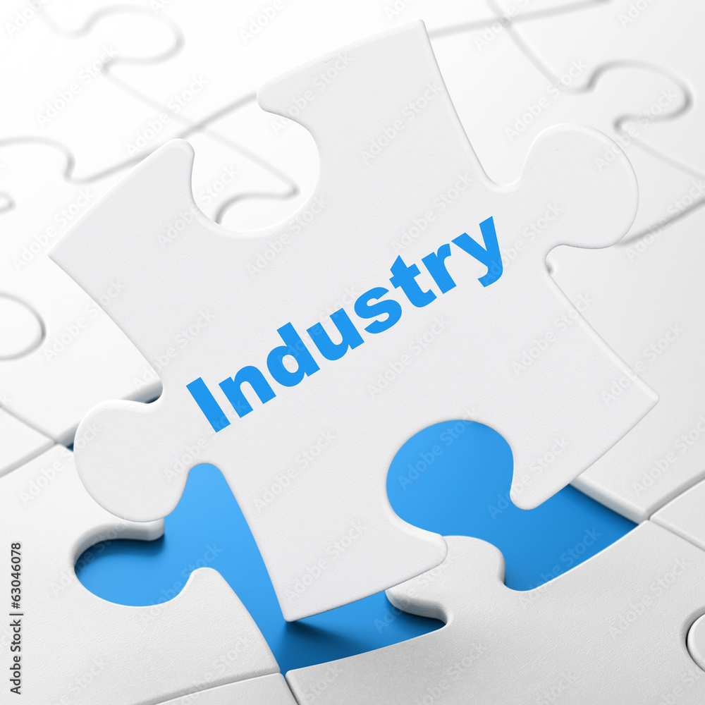 Finance concept: Industry on puzzle background Finance concept: Industry on puzzle background