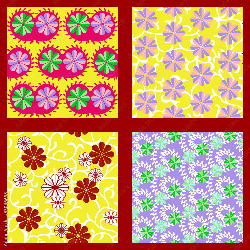 set Seamless floral pattern