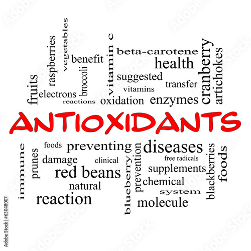 Antioxidants Word Cloud Concept in red caps