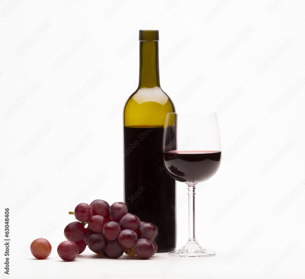 Red wine isolated on white