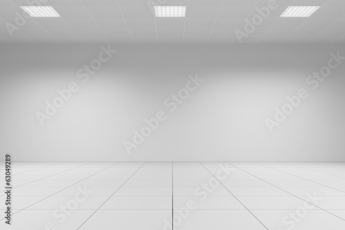 White office room with tiled ceiling