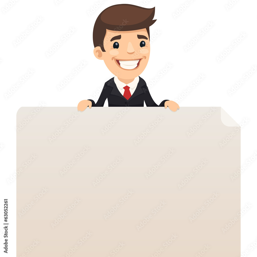Businessman and blank poster. Clipping paths included. Businessman and blank poster. Clipping paths included.