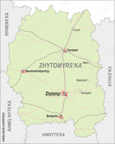 Map of Zhytomir Oblast