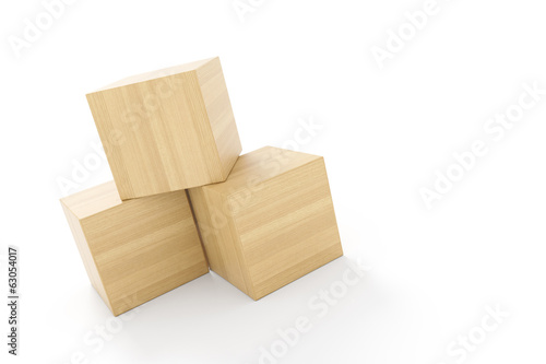 three cubes made of wood