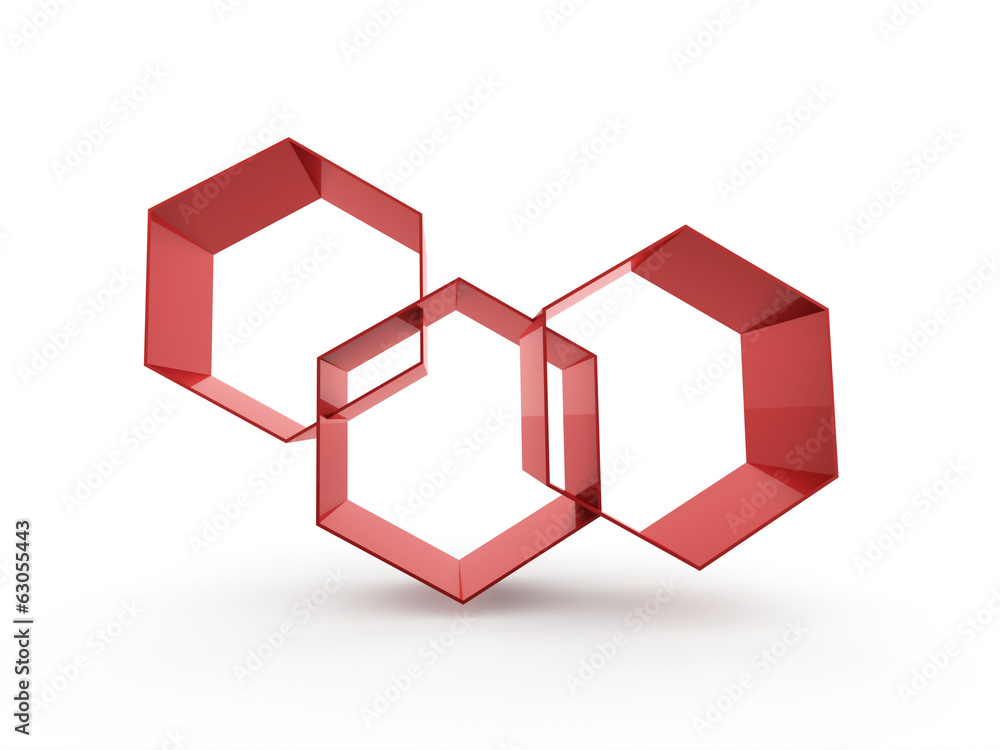 Red hexagonal cells isolated on white Red hexagonal cells isolated on white