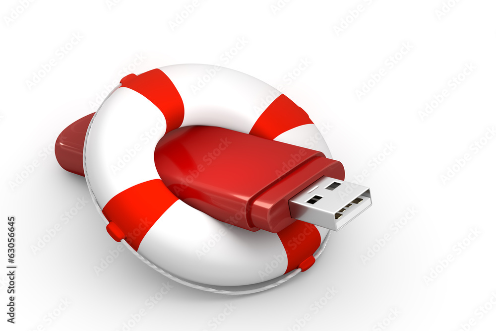 USB-Stick mit Rettungsring Stock Illustration | Adobe Stock