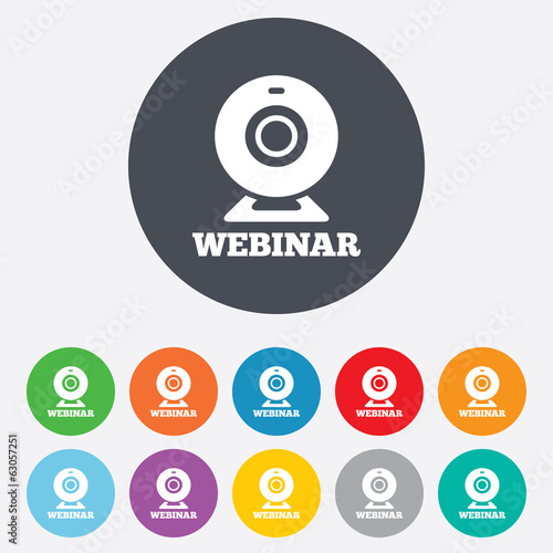 Webinar web camera sign icon. Online Web study.