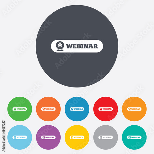 Webinar web camera sign icon. Online Web study.