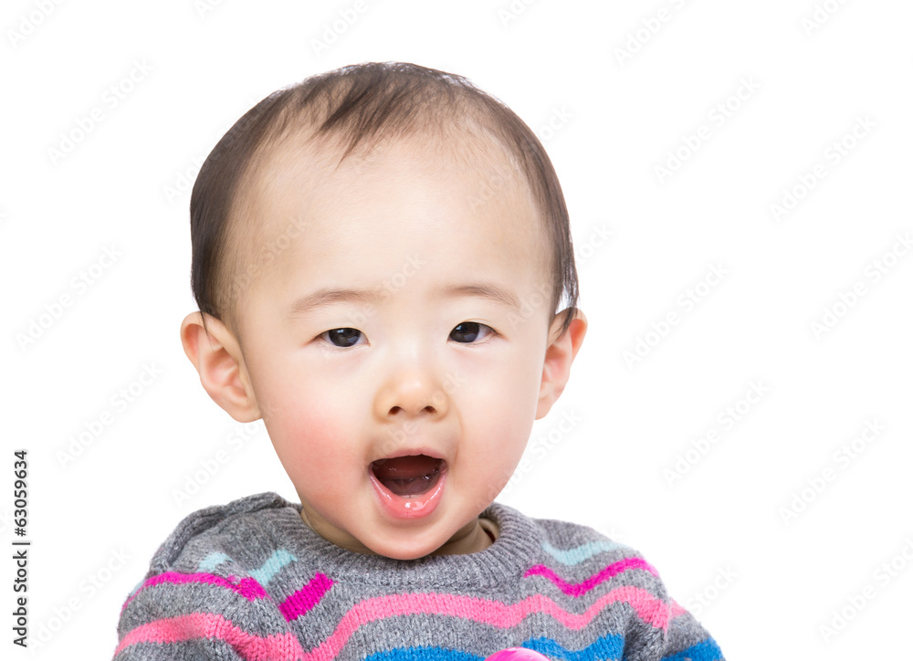 Asian baby boy yelling