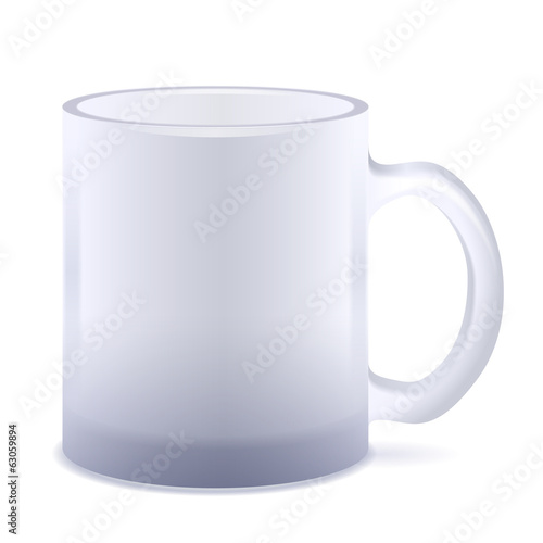 White frosted mug isolated. Empty cup.