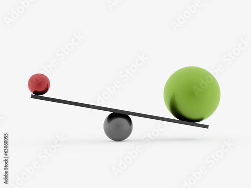 Swing spheres red and green isolated