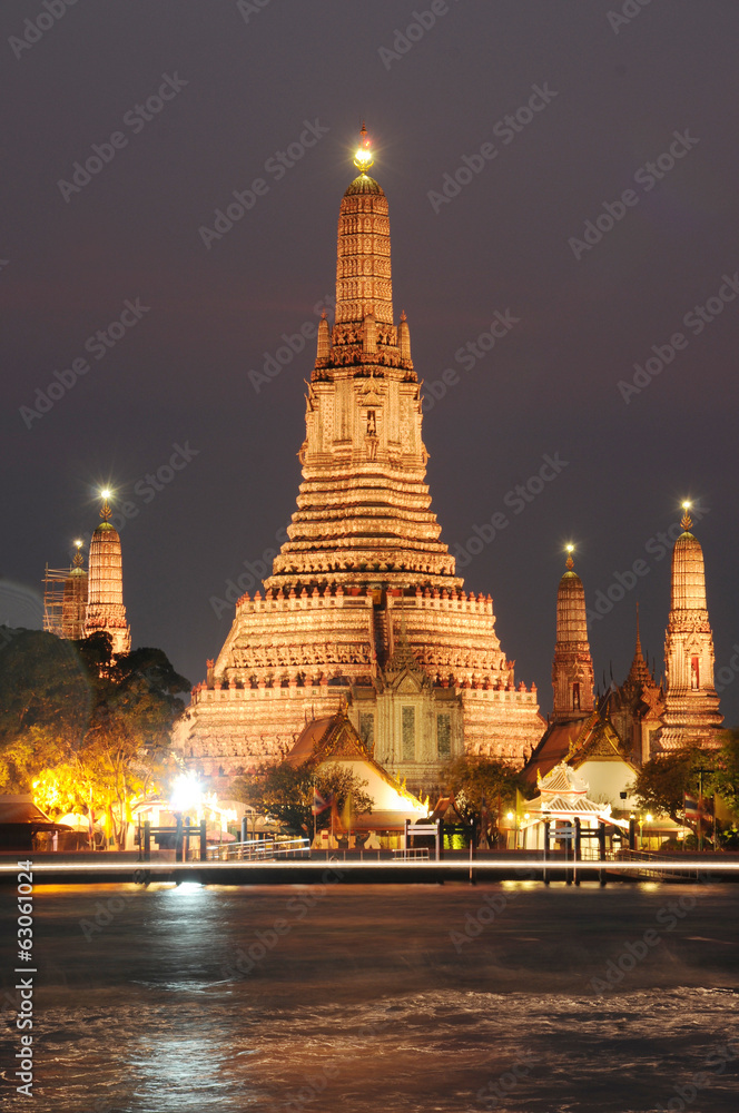 The temple after sunset, Wat Arun temple in Bangkok,Thailand