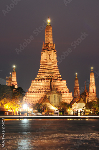 The temple after sunset  Wat Arun temple in Bangkok Thailand