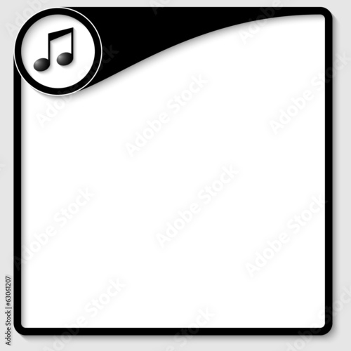 black vector box for any text with music icon