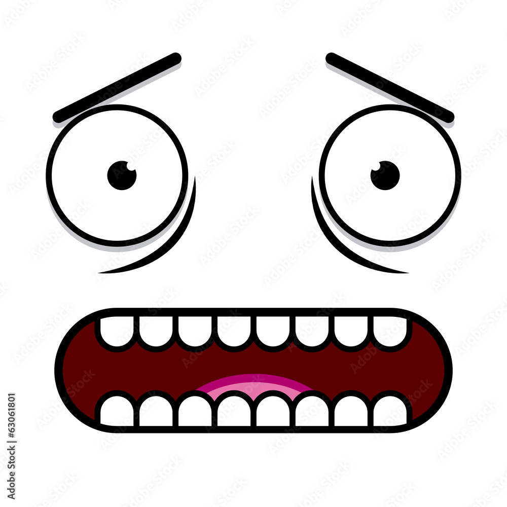 A Vector Cute Cartoon White Scared Face Stock Vector by