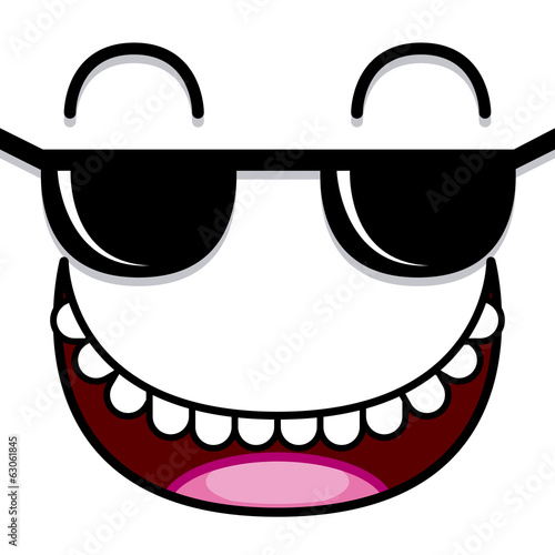 A Vector Cute Cartoon White Face With Sunglasses