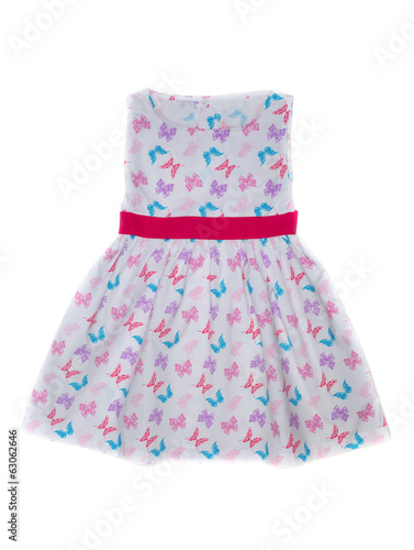 Baby dress with butterfly pattern.