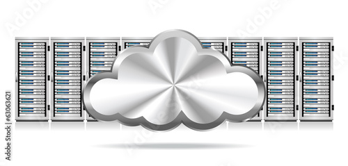 Row of Network Servers with Cloud