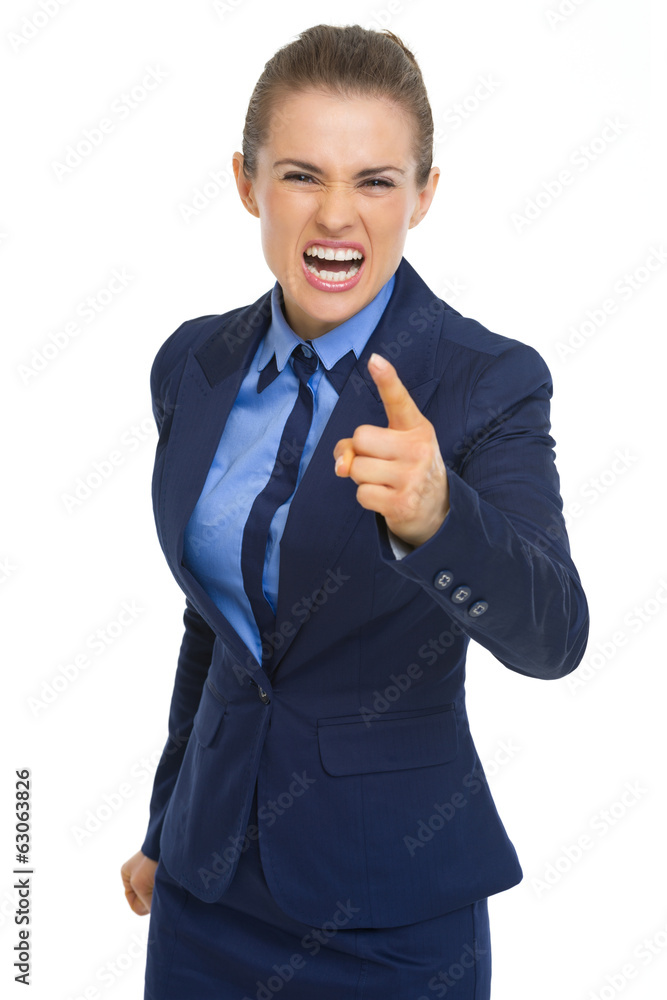 Angry business woman threatening with finger Angry business woman threatening with finger
