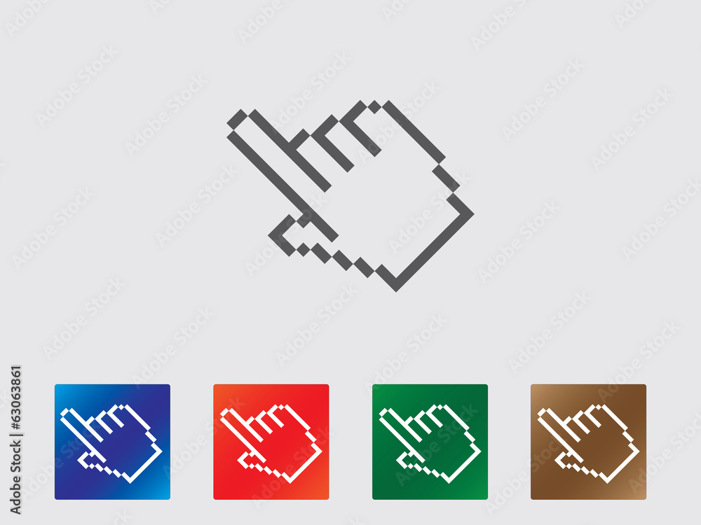 Pixel finger point icons illustration Pixel finger point icons illustration