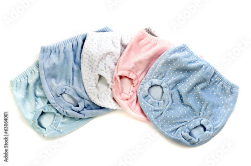 Close up with five baby panties, infant underwear