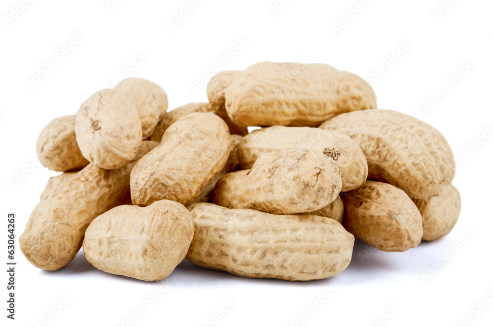 Peanuts on a white background Peanuts on a white background