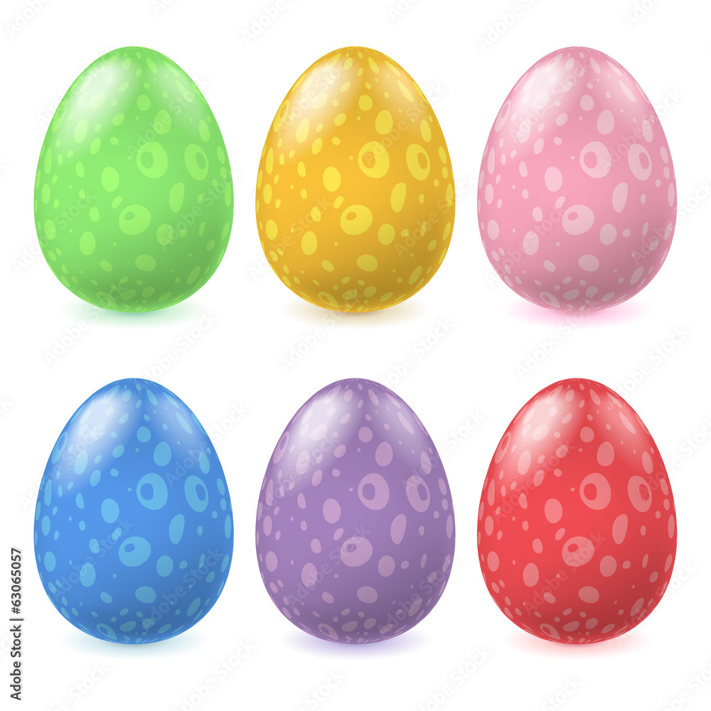 Set of glossy easter eggs with spots decoration. Set of glossy easter eggs with spots decoration.