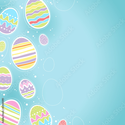 Decorative Easter eggs background - blue color.