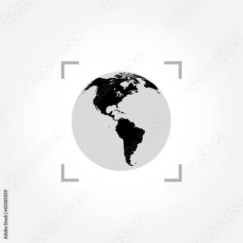 Globe icon inside camera focus frame
