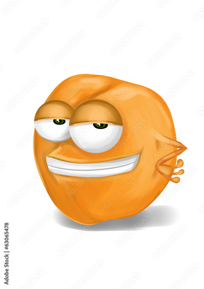 Cool, funny apricot cartoon character with a big smile Stock Illustration |  Adobe Stock
