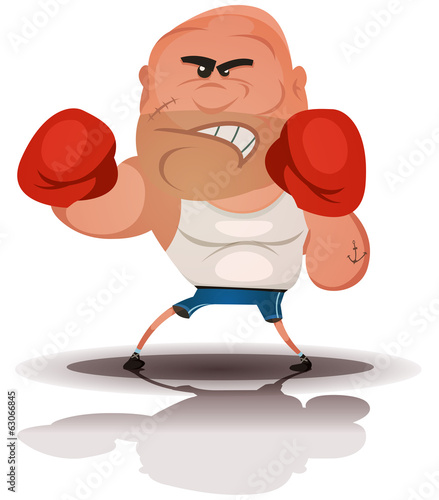 Cartoon Angry Boxer Champion