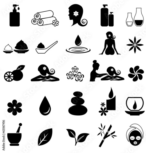 Spa Icons on White Background