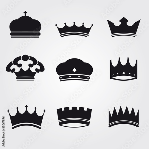 monochrome vintage antique crowns - icons and silhouettes