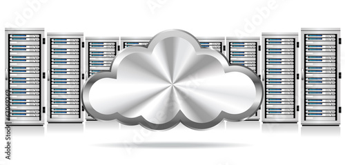 Network Servers with Cloud Icon