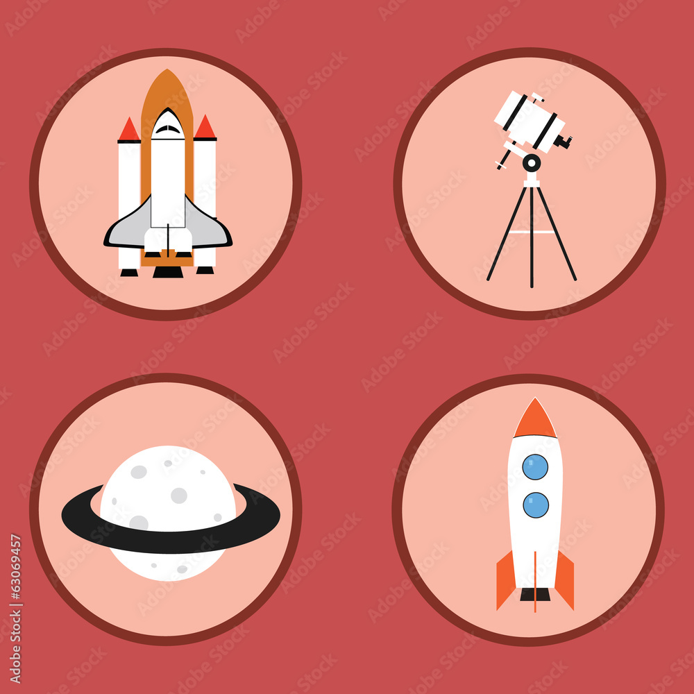 Space flat icons Space flat icons