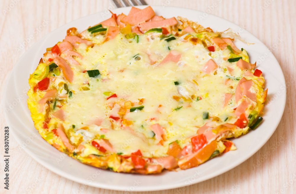 eggs with vegetables, ham and cheese eggs with vegetables, ham and cheese