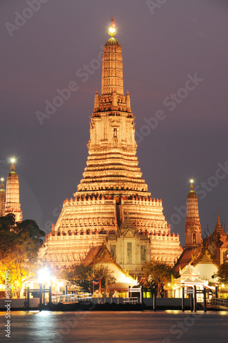 The temple after sunset Wat Arun temple in Bangkok Thailand